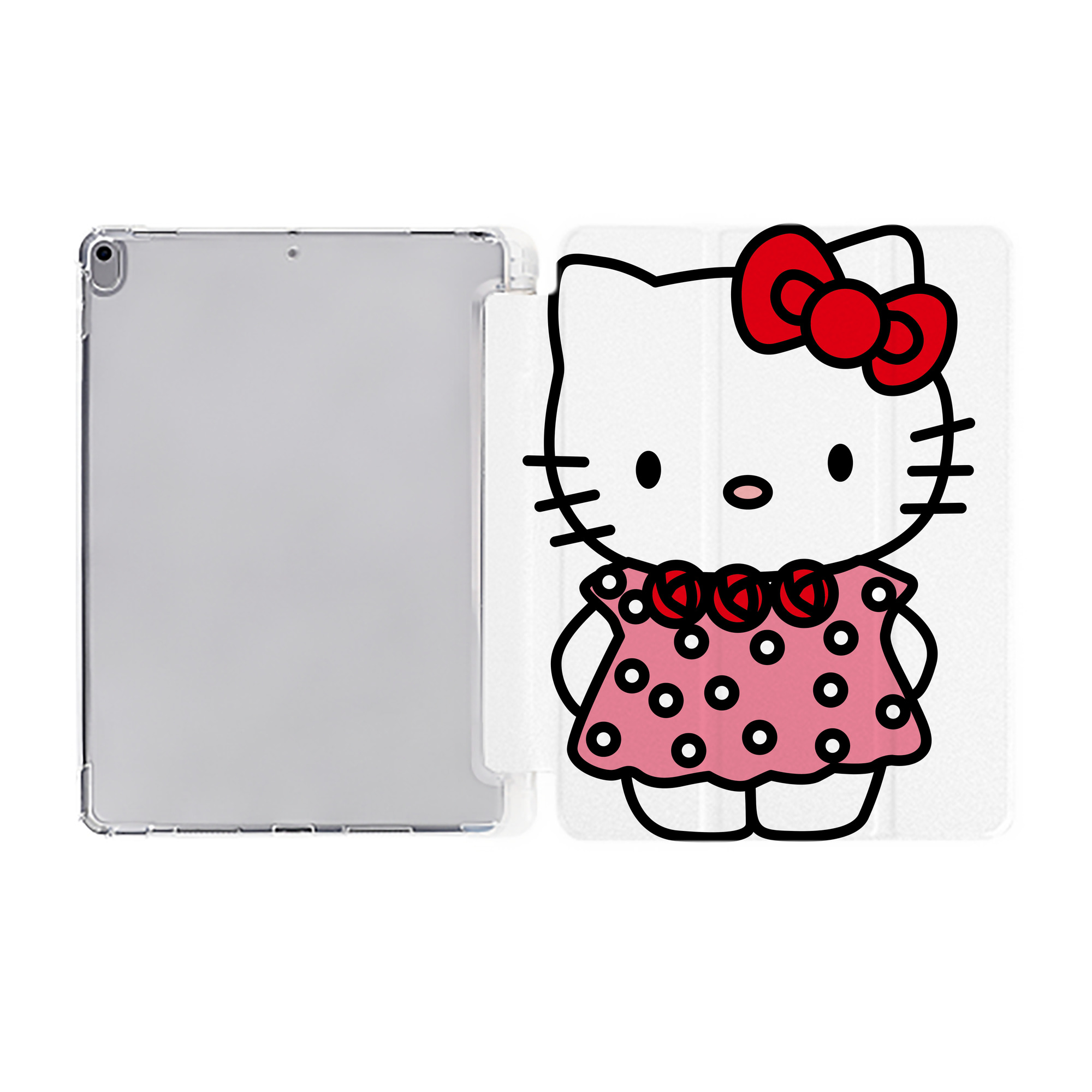 （画像用） Hello Kitty ハローキティ IPad ケース ペン収納付き 三つ折りスタンド PUレザー×シリコン 対応機種9.5/10.5/10.9インチ
